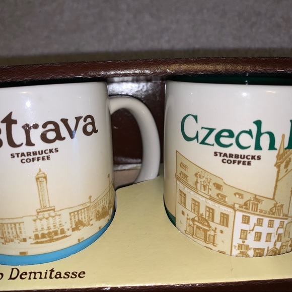 Starbucks Ostrava Czech Republic Set of 2 Demitasse Ceramic 3 oz Mugs NEW RARE - Picture 9 of 10